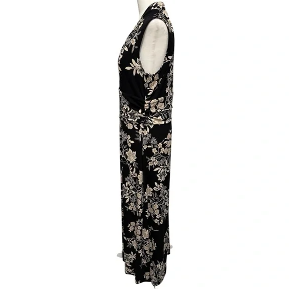 Vince Camuto Black & Beige Floral Maxi Dress Large - Picture 4 of 9